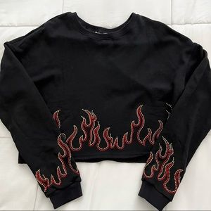 Rhinestone flame crop top